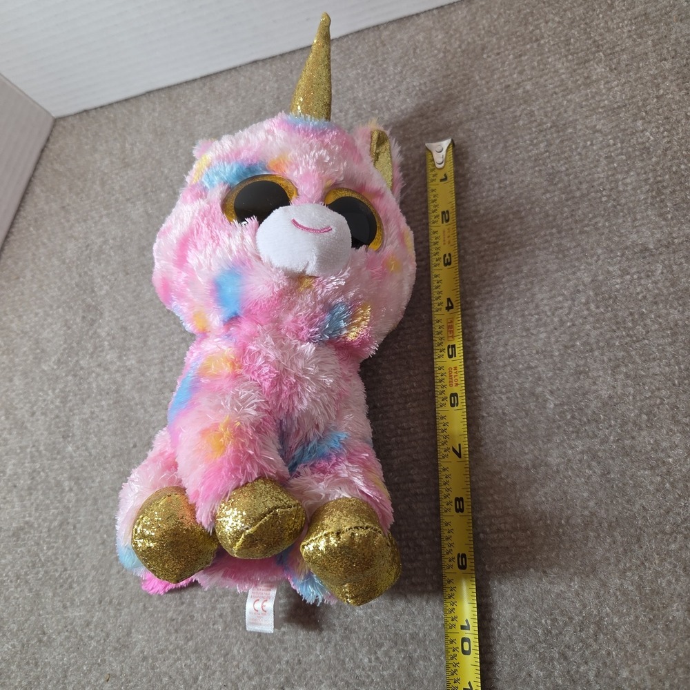 TY Beanie Boos Fantasia 10" Plush Toy Stuffed Animal Unicorn Pink Pastel Glitter - Picture 2 of 8